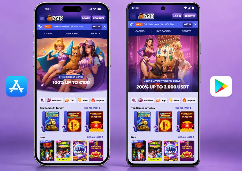 App mobile Spinbara su due smartphone